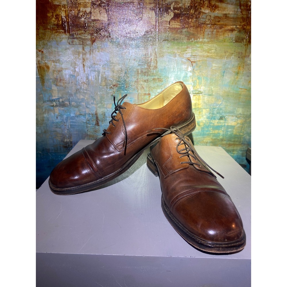 Johnston & Murphy J.M. 1850 Mens 12 M Tan‎ Leather Cap Toe Oxford Shoes 59-11056